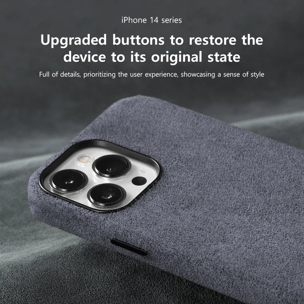 for Magsafe Case Soft Suede Fur Car Leather Phone Case for iPhone 14 Pro Max 14Pro 14 Plus  Back Cover