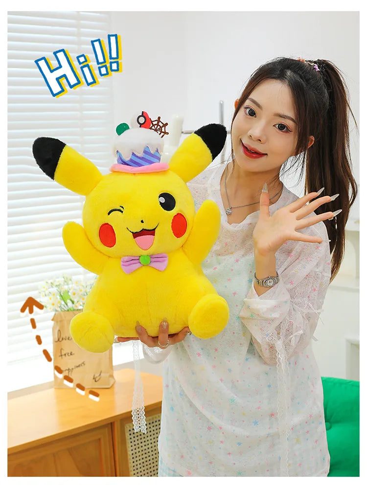 60cm Pokemon Kawaii Pikachu Plush Toy Anime Stuffed Doll Large Pillow Kids Birthday Xmas Gift Pokemon Cake Plushie Arcade