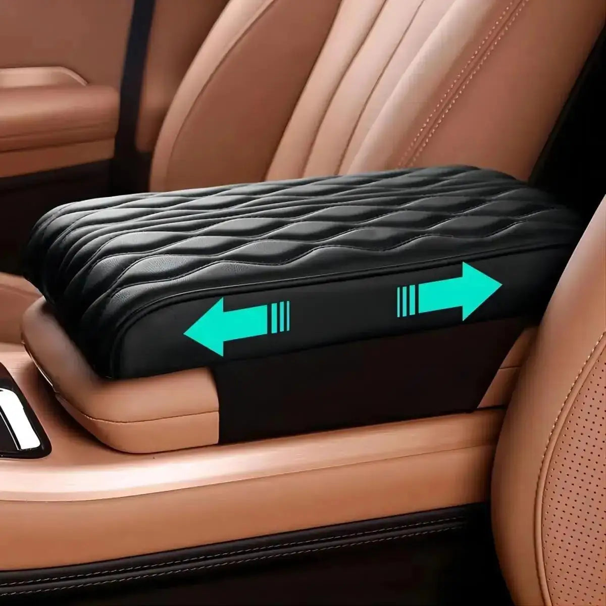 Wave Embroider PU Leather Car Armrest Mat Center Console Arm Rest Protection Cushion Auto Armrests Storage Box Cover Pad