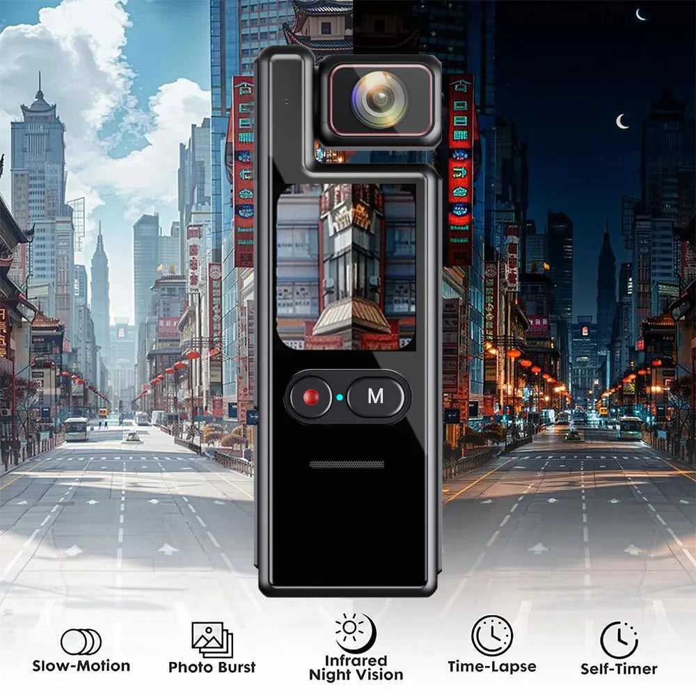 4K Pocket Action Camera with 4X Zoom Touch Screen Anti-Shake Waterproof Vlogging Sports Video Recorder