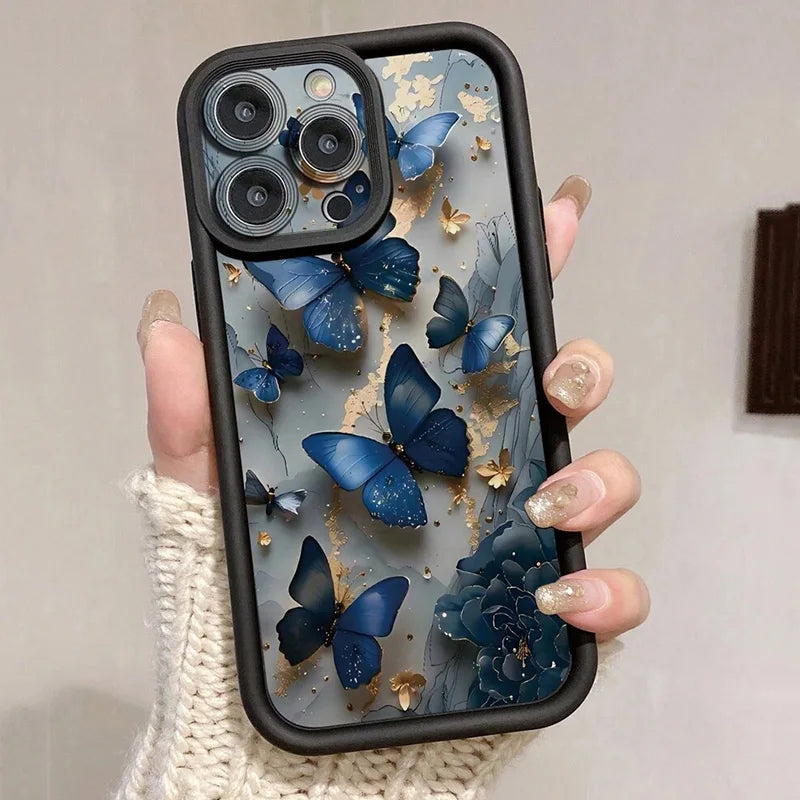 Glow In The Dark Butterfly Design Phone Case for iPhone 16 15 14 Plus Soft Cover