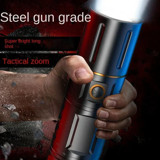T40 High Power LED Flashlight Rechargeable Zoom Torch with Power Bank 3×18650 Battery Ultra Bright