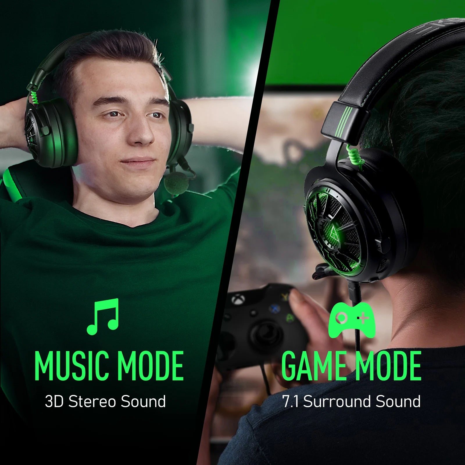 EKSA StarEngine Pro Wired Gaming Headset 7.1 Surround PC Headphones Gamer With ENC Mic USB/Type C/3.5mm for PS4 PS5 Xbox