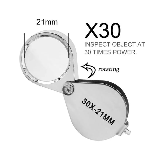 10X 20X 30X Triplet Jewelry Loupe Pocket Magnifier Glass