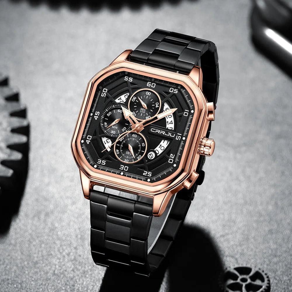 Men Watch Stainless Steel Chronograph Watches for Men Luxury Waterproof Date Analog Quartz Business Clock