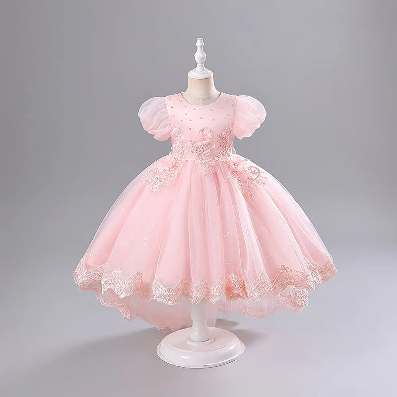 Princess Dress for Girls Elegant Long Tulle Gown  Flower Girl Wedding Dress, Birthday Party Gown, Pageant Costume