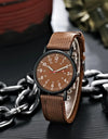 Men Business Leather Calendar Watch Men's Fake Three Eye Luminous Quartz