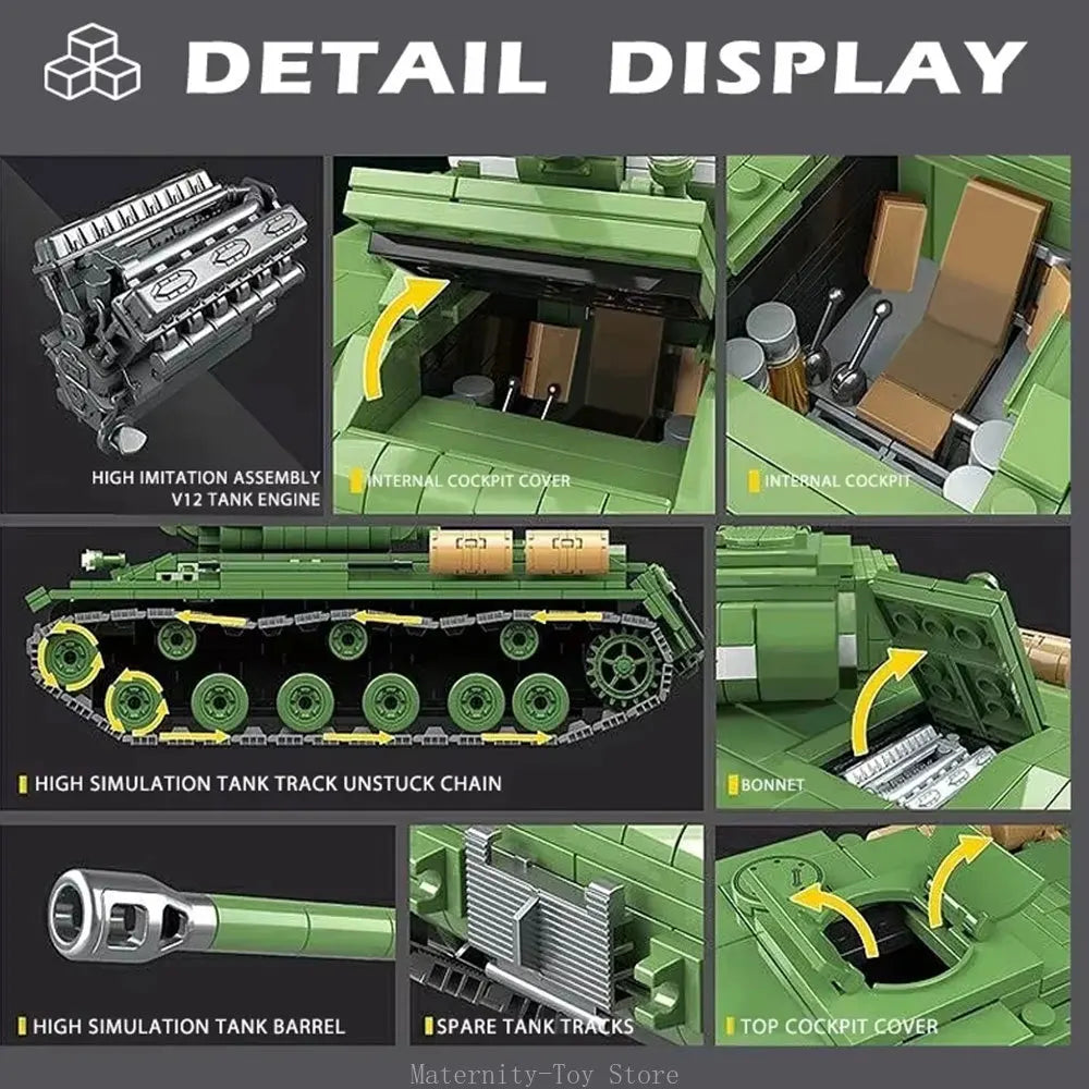 Ww2 Military Tanks Series Tiger  Leopard Heavy TANK BT-7 Light Tank Soldier Building Blocks Bricks Army s  Toys Gifts