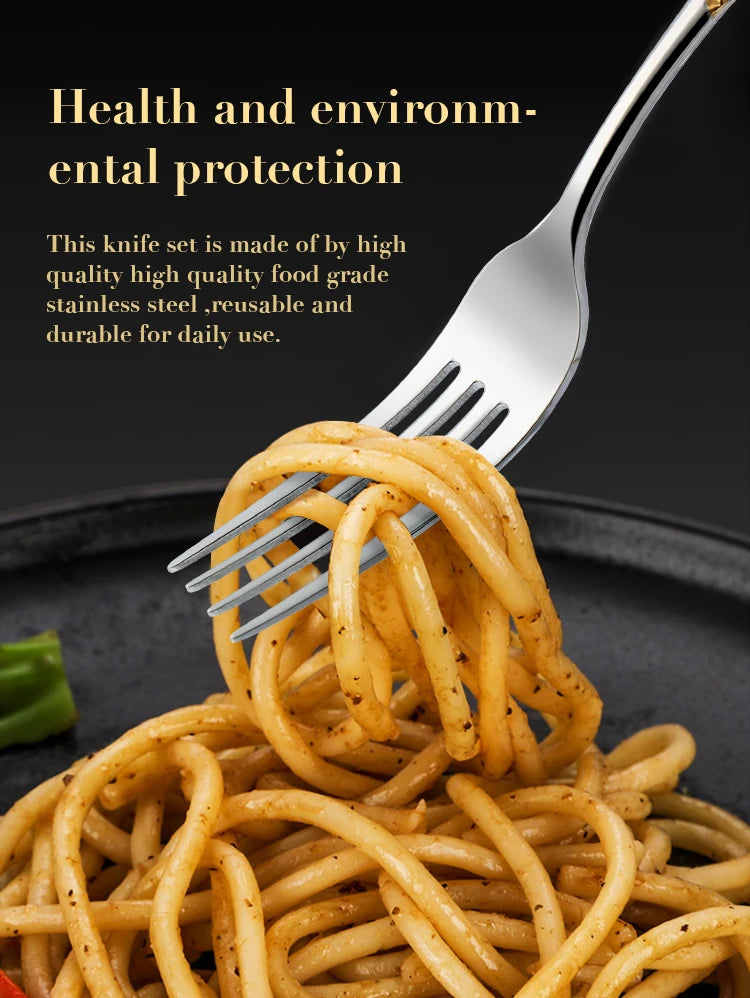 4pcs Gold Cutlery Set Stainless Steel Steak Knife Fork Spoon Luxury Dinnerware Western Dinner Set for Gift Kitchen Accessories