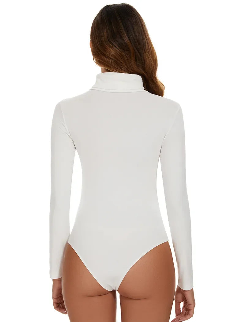 Women Long Sleeve High Collar Bodysuit – Tummy Control Shapewear