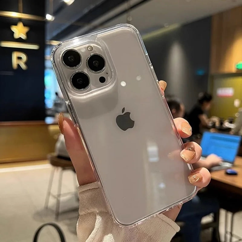 Luxury Transparent Soft Acrylic Phone Case for iPhone 17 Air 16 15 Pro Max 14 Pro Shockproof Cover