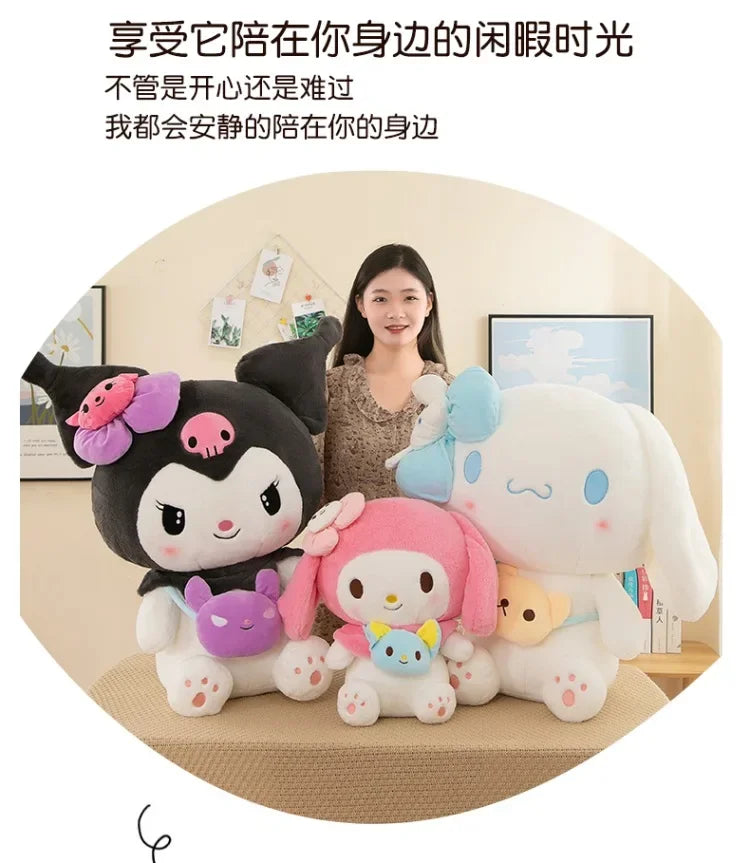 Sanrio Kuromi Plush Dolls 40/50cm Kawaii My Melody Cinnamoroll Soft Stuffed Animals Anime Figure Pillow Cartoon Decor Kids Toys