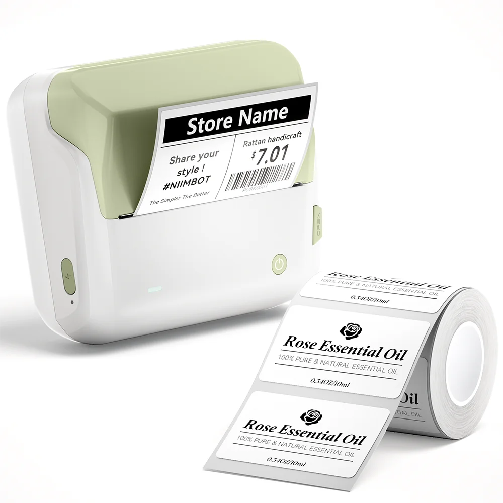 B4 Thermal Label Printer 110mm, Bluetooth Wireless Wide Label Maker, Inkless Barcode & Shipping Label Printer