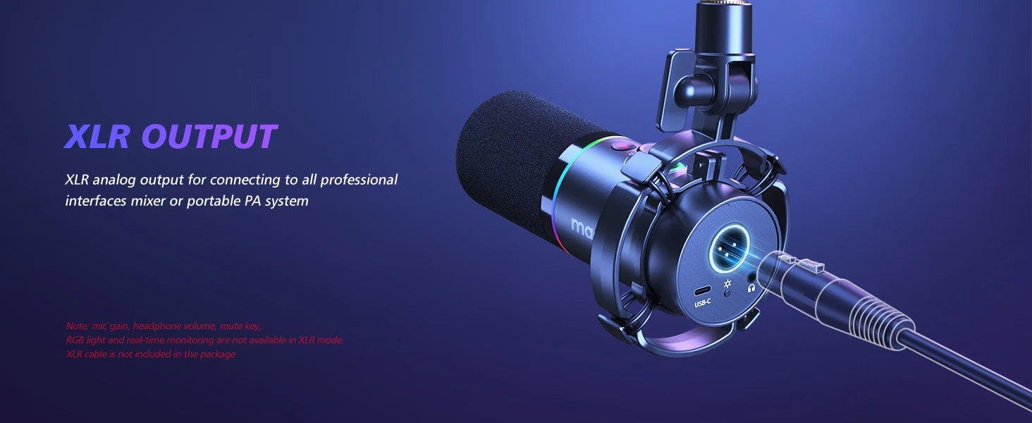 PD200XS Dynamic Microphone XLR/USB Dual mode Dynamic Mic Podcast Mic with Maonolink Software and Gain Knob for Recording