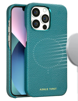 for Magsafe Case for iPhone 13 Pro Max 13 Mini 13Pro Natural Cowhide Lychee Leather Magnetic Luxury Metal Frame Phone Back Cover