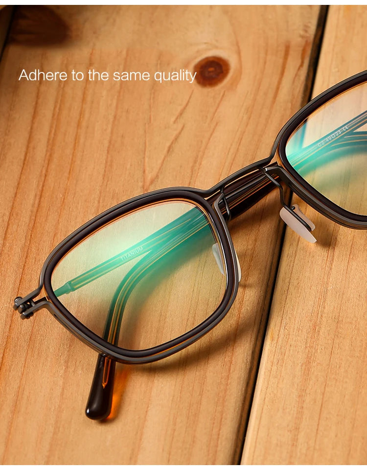 Vintage Square Titanium Acetate Eyeglasses Frame