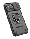 For iPhone 16 Pro Max Case Lens Protection Sliding window Cover For iPhone 16 Pro Max Cover Armor Shockproof Silicone Ring Stand