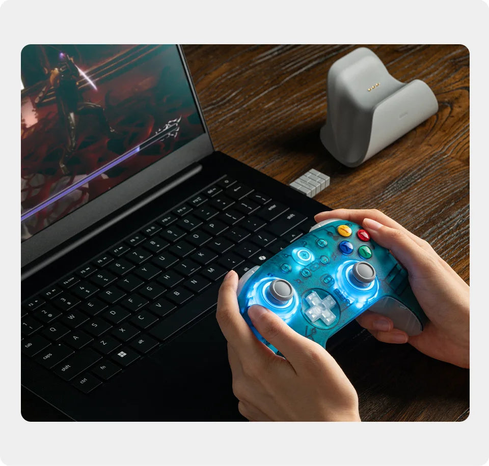 Wireless Gaming Controller with TMR Joysticks and Charging Dock for PC and Android