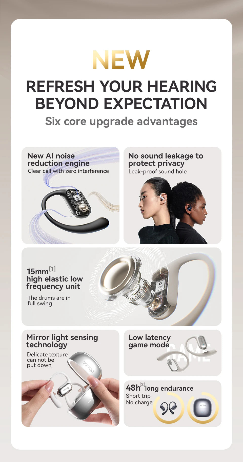 G30S Earphone Bluetooth 5.3 Wireless Bluetooth Headset IPX5 App Control Earbuds OWS Running Headphones Sports