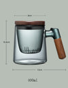 400ml Walnut Wooden Handle Lid Filter Glass Tea Cup Tea Water Separation Scented Tea Cup Office Flower Tea Separation Tea Mug