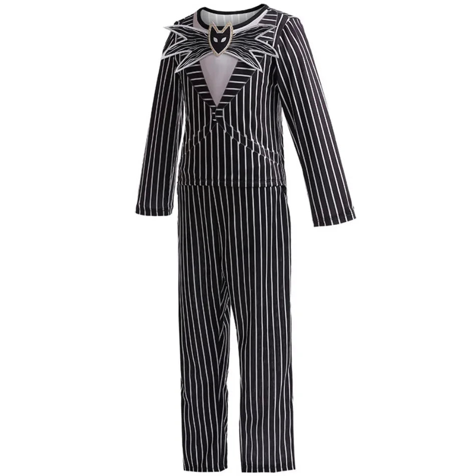 Nightmare Before Christmas Jack Skellington Halloween Skellington Jack Cosplay Costume for Kid Boy Carnival Children Clothing