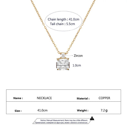 Light Blue Square Cubic Zirconia Pendant Necklaces