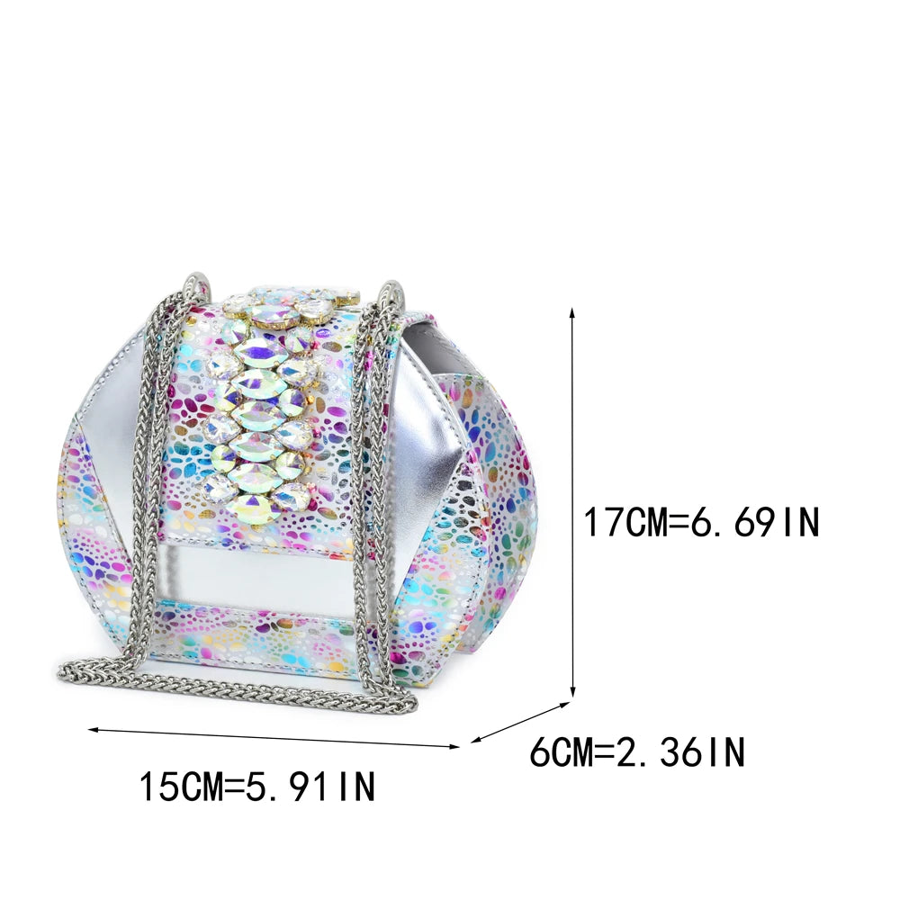 Rhinestone Design INS African Shoes and Bag Set in Silver Color Open Toe Comfortable Women Heels