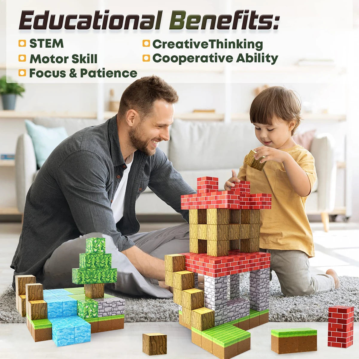 Building Blocks Mine World Cube Set for Boy Girl Age 3+ DIY Model  Stem Montessori Sensory Toys Gift