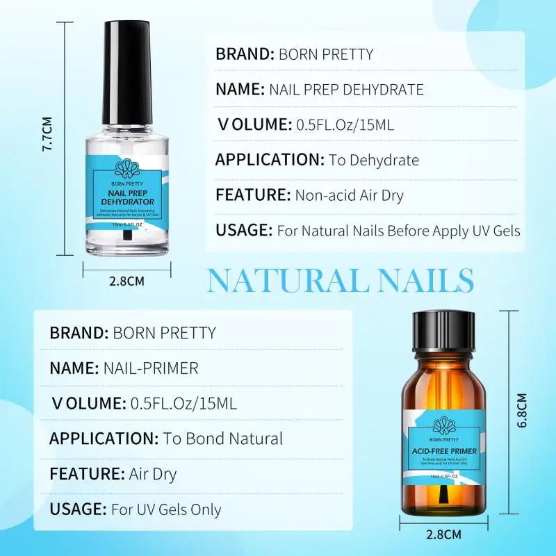 15ml Nail Primer Nail Prep Dehydrate Base Top Coat Gel Nail Polish No Need Of UV LED Lamp Nail Art Varnish Manicure