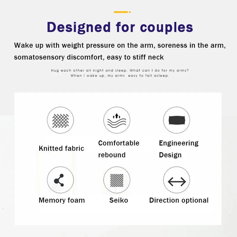 Left Arm Couple Pillow Orthopedic Memory Foam Protect Cervical Vertebra Release Arm Pain Pressure Pillow for Side Sleeper