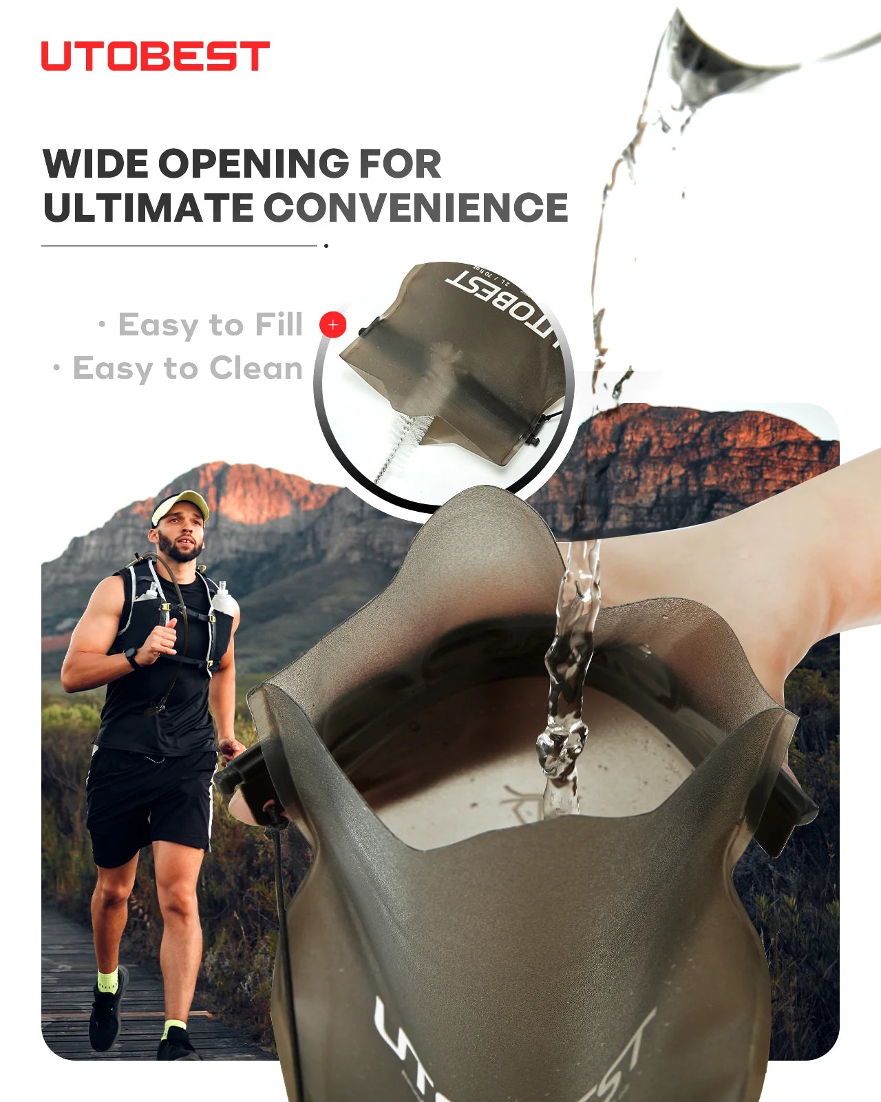 Completely Odorless 2L/3L Water Bladder Double Layerad Hydration Reservoir Water Bag for Camping Cycling Hiking
