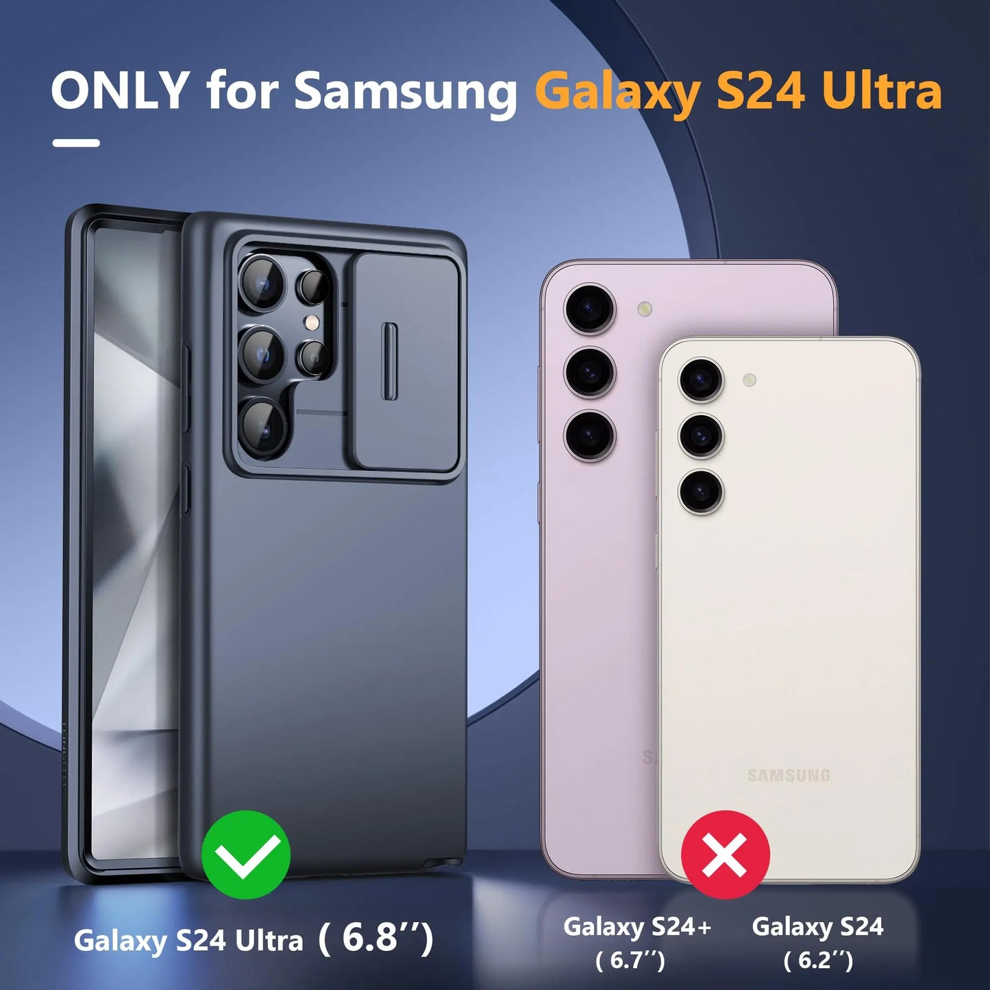 For Samsung Galaxy S24 Ultra Case with Camera Cover Screen Protector Military Drop Protection Shockproof Slim Matte Phone Case