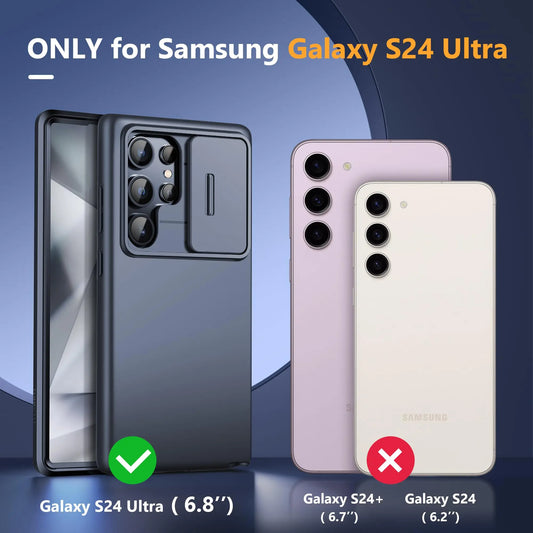 For Samsung Galaxy S24 Ultra Case with Camera Cover Screen Protector Military Drop Protection Shockproof Slim Matte Phone Case