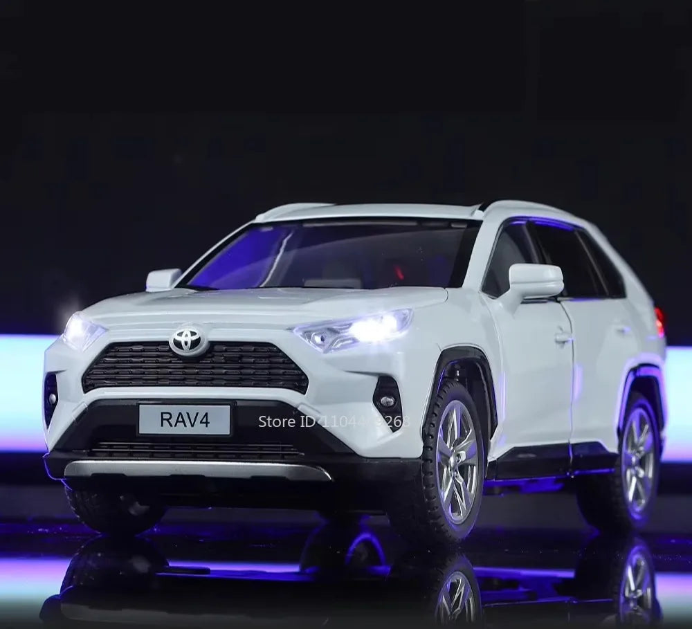 1:24 Scale RAV4 Camry Model Car Toy Metal Diecast Simulation Collection Sound & Light Vehicles Models Hobby Ornaments Gifts