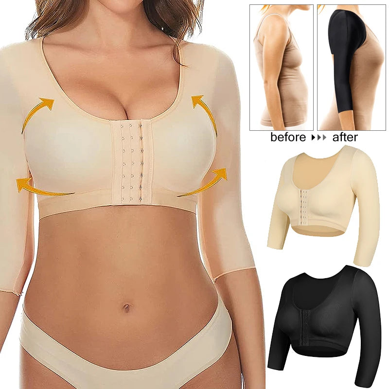 Women Arm Shaper Compression Top – Half Sleeve Posture Corrector Shapewear