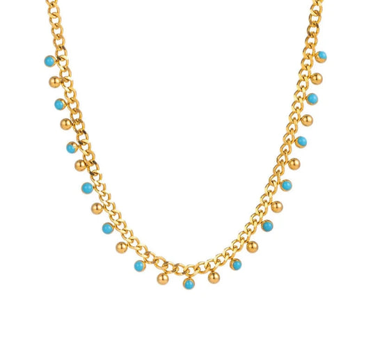 Exquisite Enamel Blue Round Beads Necklace 45 cm