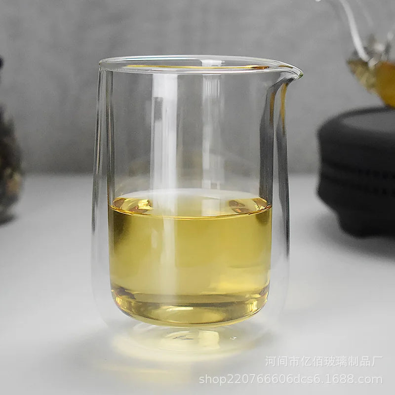 220ml Heat Resistant Double Layer Glass Teapot Kungfu Tea Maker Pot ChaHai Tea Ceremony Fair Cup Tea Dispenser Teaware