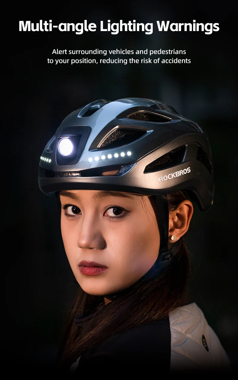 Bicycle Light Helmet Type-C Rechargeable Front + Rear Light Warning Bike Helmet Head MTB Road Cycling Helmet