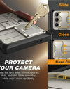 for Samsung Galaxy S24 S23 Ultra Case Bulit-in Screen Protector & Slide Camera Cover Phone Case with Kickstand Belt-Clip