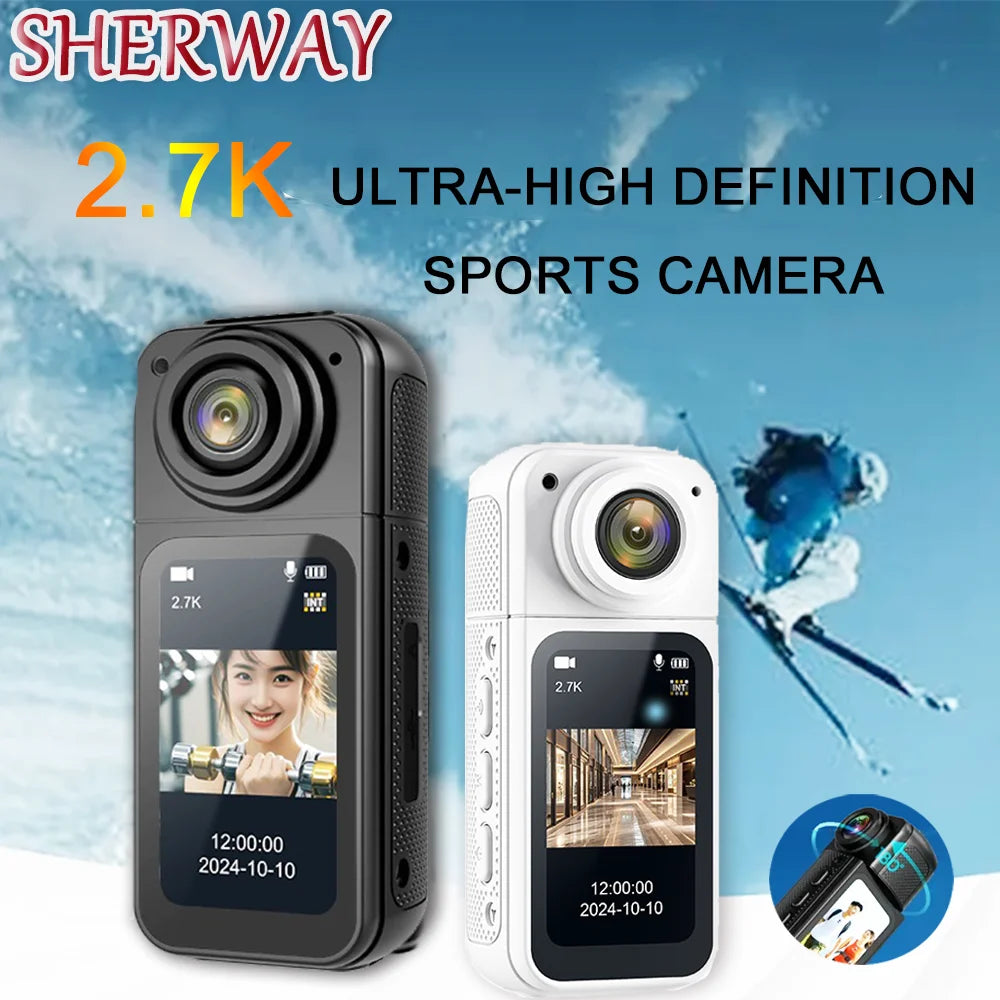 Thumb Action Camera Mini 2.7K Sport Cameras Pocket Cam Instant 180°Angle WIFI Moto Recorder megnetic Attraction Bracket Camera