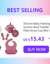 BPA Free Silicone  Feeding Set Sucker Bowl Dinning Plate Straw Cup Spoon Forks for s  Tableware  Dishes