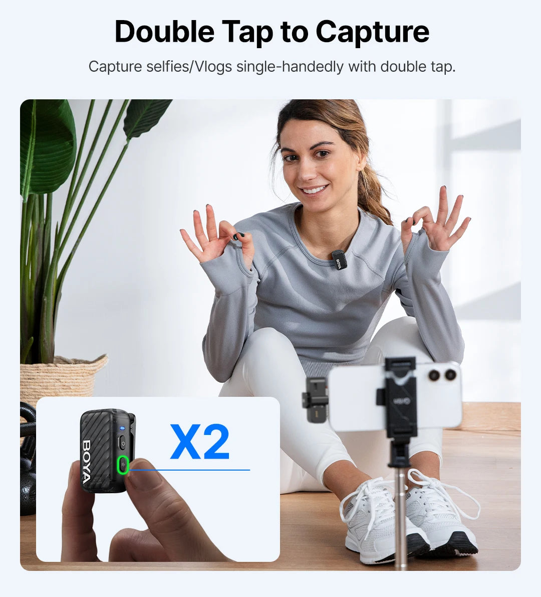 MIC 2 Wireless Lavalier Lapel Microphone for iPhone 15/16 Type-C Devices Android Camera Video Recording Vlog Streaming