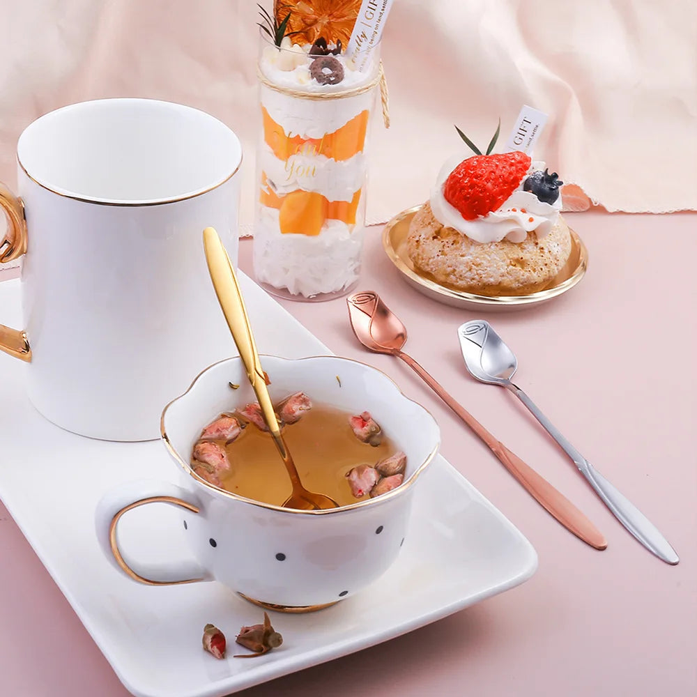 Stainless Steel Rose Coffee Spoon, Long Handle Mixing Spoon, Flower Design, Perfect for Tea, Dessert, Honey, Kitchen Accessories