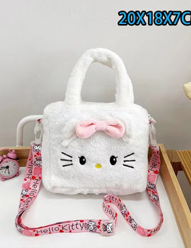 Sanrio Cartoon Plush Shoulder Bags Hello Kitty Kuromi Melody Cute Crossbody Bag Anime Children Handbag