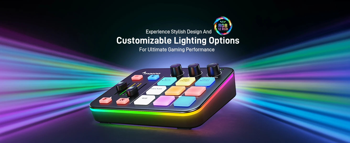 G1 NEO Gaming Audio Mixer,Streaming 4-Channel Custom Sound Effects RGB with XLR Microphone Interface,for GameVoice,Podcast