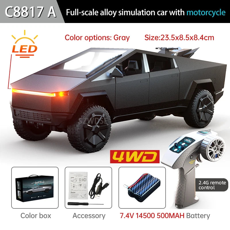 RC Car Alloy Cyber truck Car model Simulation Off-road Vehicle  Camping Equipment Pickup Truck s Toys Boy Gifts