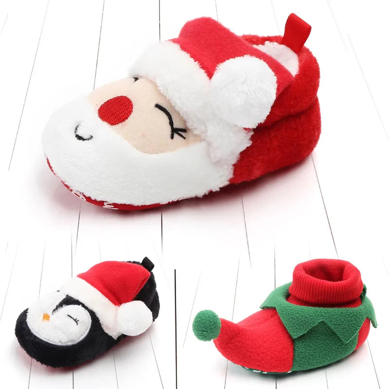 Shoes for Winter Christmas  Shoes Cute Santa for Boys and Girls 11CM/12CM/13CM 0-12 Months Warm Lining Inside Soft