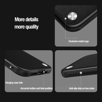 Nylon Texturedo Prop Magnetic Case For iPhone 15 Pro Case Fiber Camera Flip Bracket Shockproof Back Cover