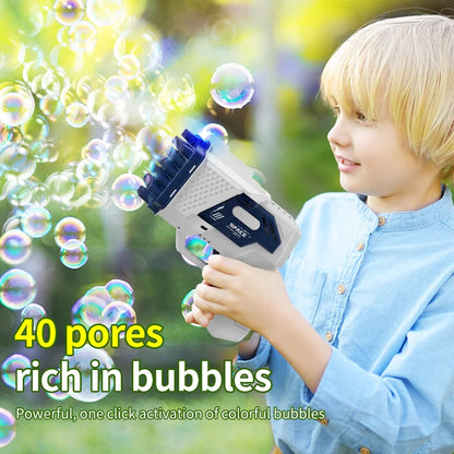 40 Holes Rocket Launcher Handheld Portable Electric Automatic Bubble Gun LED Light(Battery And Bubble Liquid Not Included)