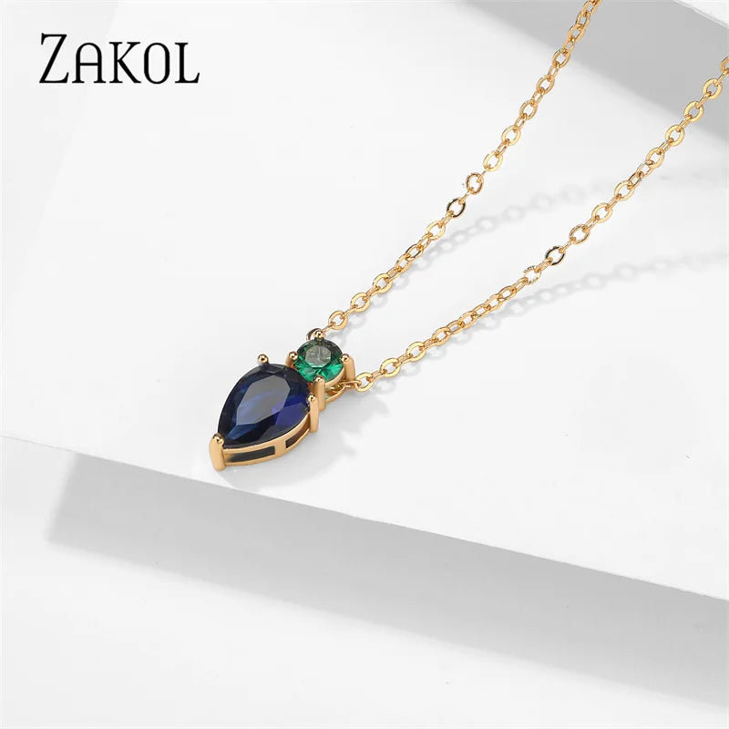 Fashion Geometric Water Drop Pendant Necklaces for Women Girls Elegant Engagement Jewelry NP5117